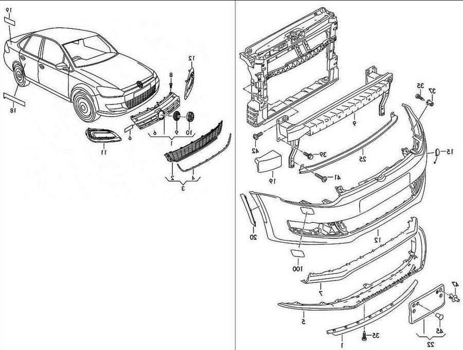 Схема поло седан 2019. Детали кузова Фольксваген поло седан. Детали передней части кузова Фольксваген поло седан. Схема бампер передний Тигуан 2. Детали крепления переднего бампера Фольксваген поло седан.